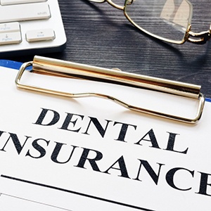 Dental insurance form on a table