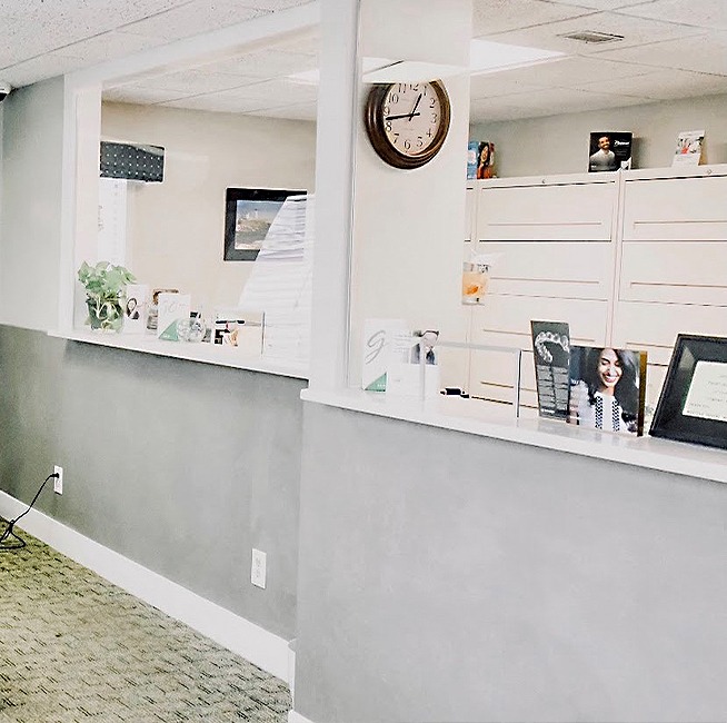 Welcoming dental office reception desk