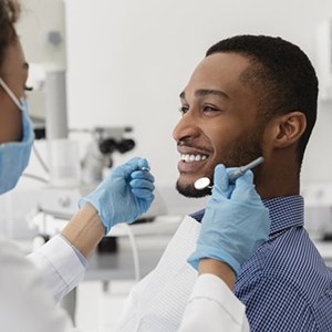 man at a dental checkup 